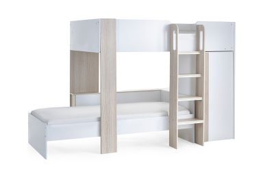 HOR201 Bunk Bed - Pale Wood And White