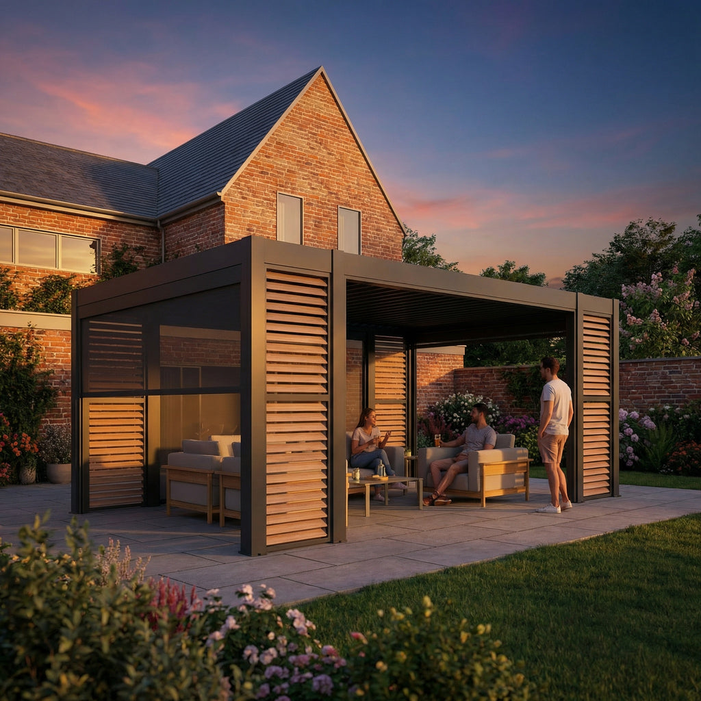 Saturn Aluminium Pergola - 8 Leg 5m x 3m Rectangular Grey