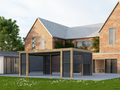 Saturn Aluminium Pergola - 8 Leg 5m x 3m Rectangular Wood Effect