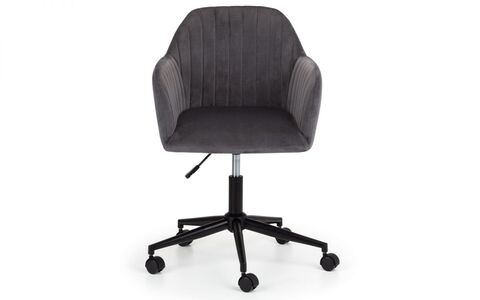 Velvet Swivel Office Chair- Grey/Black