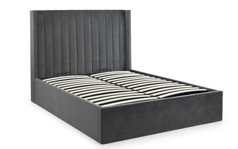 LAN004 Scalloped Headboard Storage Bed 135Cm - Grey