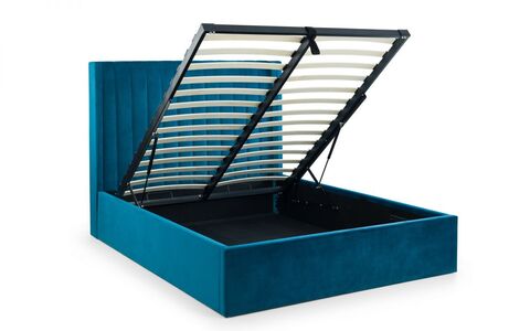 Scalloped Headboard Storage Bed 135Cm - Teal