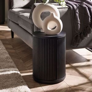 Black Fluted Side Table With Door