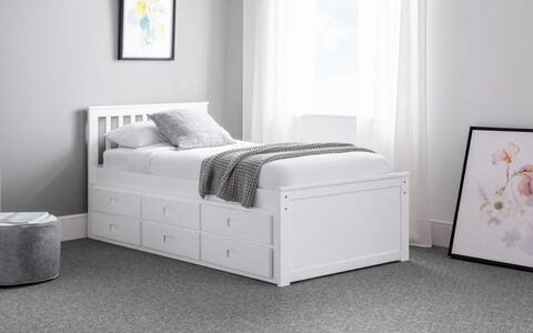 Bed With Underbed And Drawers - Surf White