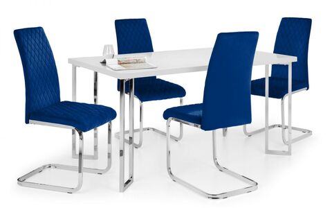 Velvet Cantilever Dining Chair - Blue