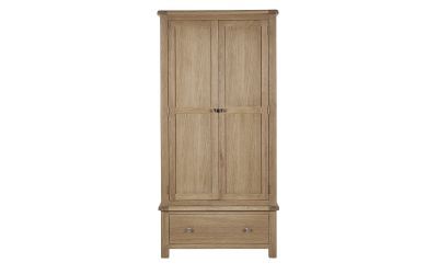 Limed Oak 2 Door 1 Drawer Wardrobe