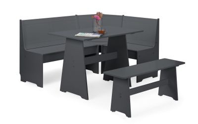 NEW203 Corner Dining Set With Storage Bench - Anthracite