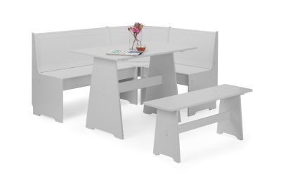 NEW202 Corner Dining Set With Storage Bench - Dove Grey
