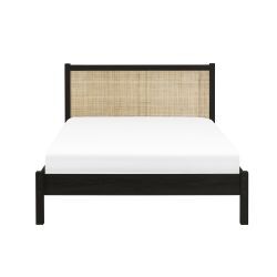 Rattan 150Cm King Bed - Black