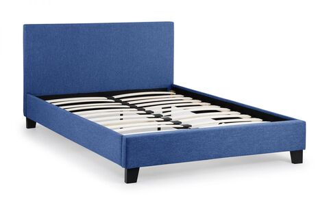 Lift Up Storage Bed Dark Blue Linen 150Cm