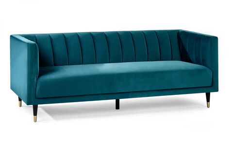 Scalloped Back 3 Seater - Teal