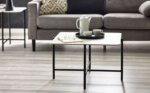 SIE001 White Marbled Sintered Stone Square Coffee Table