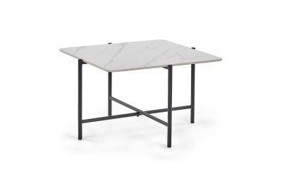 White Marbled Sintered Stone Square Coffee Table