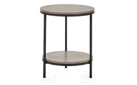 STA113 Circular Lamp Table With Shelf - Concrete