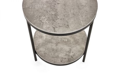 Circular Lamp Table With Shelf - Concrete