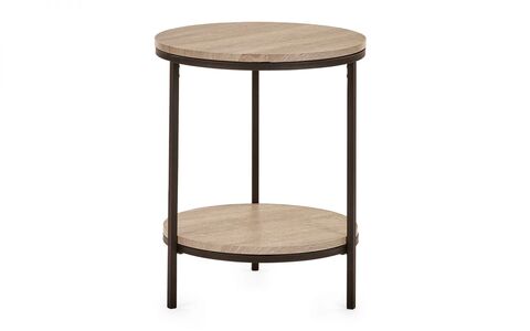 TRI225 Circular Lamp Table With Shelf - Sonoma Oak
