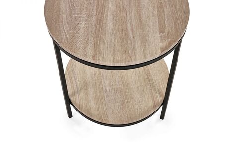 Circular Lamp Table With Shelf - Sonoma Oak