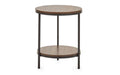 TRI525 Circular Lamp Table With Shelf - Walnut