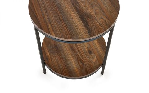 Circular Lamp Table With Shelf - Walnut