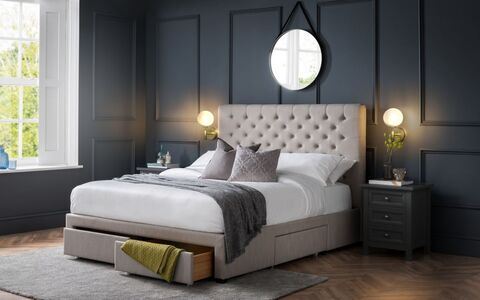 WIL001 Deep Button 4 Drawer Bed 135Cm - Grey Linen