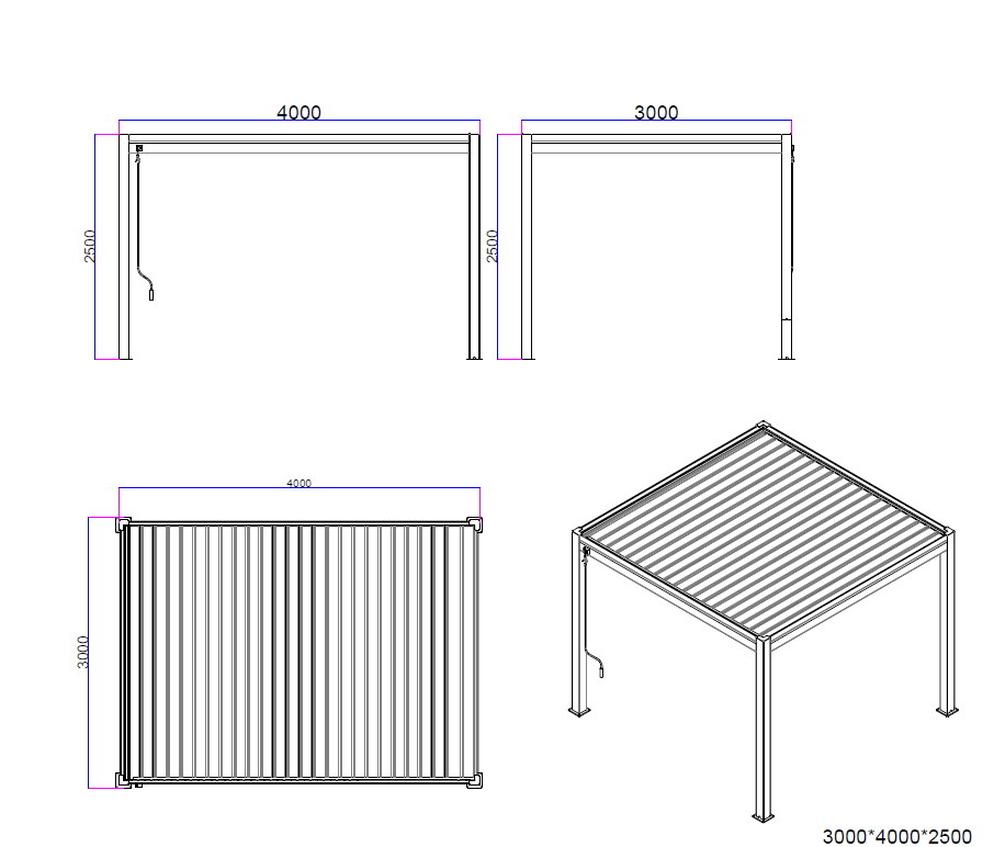 4x4 Saturn Pergola Line Drawing