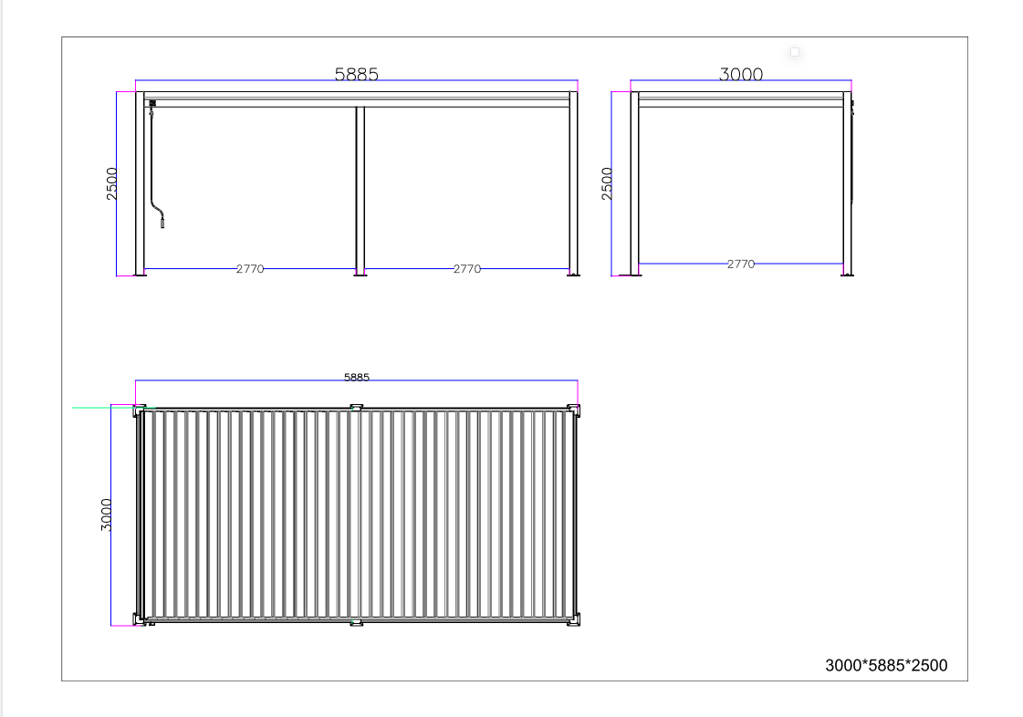 6x3m Saturn Pergola Line Drawing