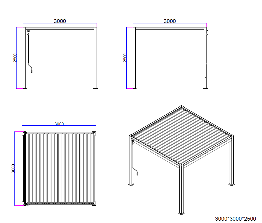 3mx3m Saturn Pergola Dimensions