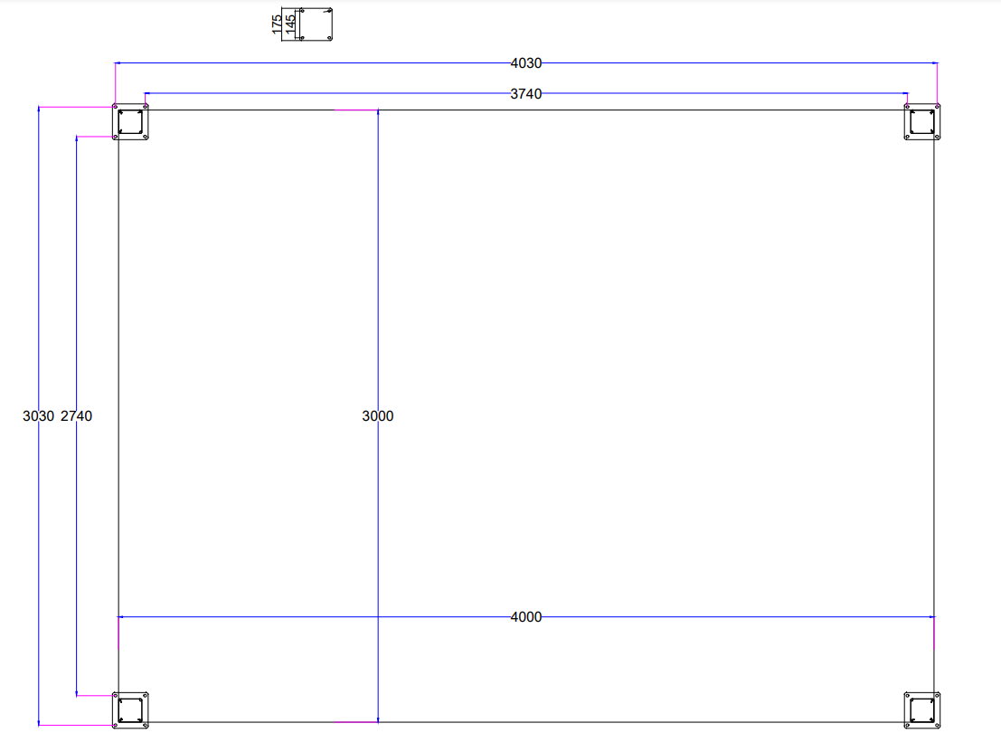 Detailed Line Drawing 4x3m Pergola