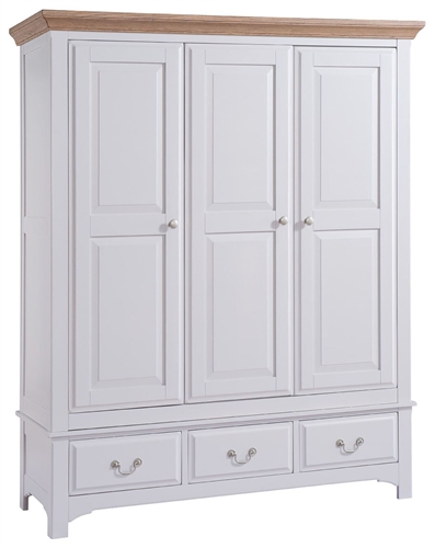 Cotswold Grey Painted 3 Door Gents Wardrobe George Street Furnishers