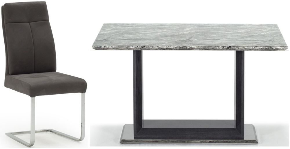 Donatella Grey Marble 120cm Dining Table 4 Chairs George Street Furnishers