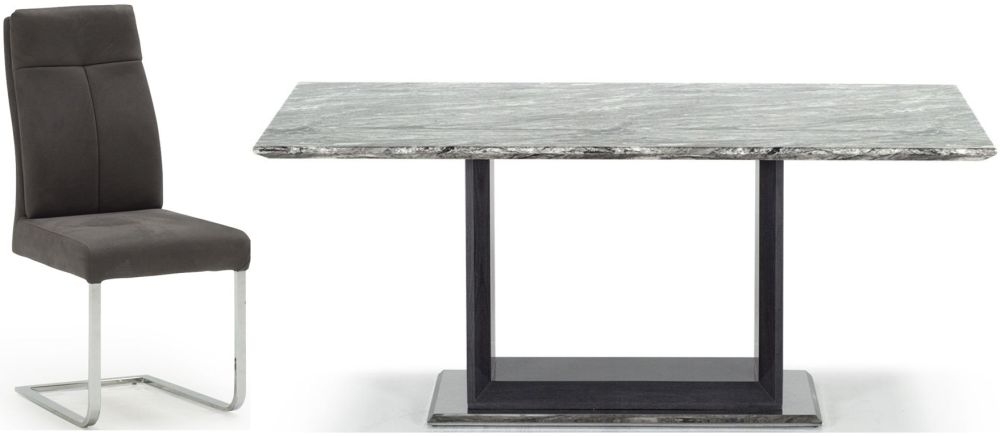 Donatella Grey Marble 220cm Dining Table & 6 Chairs