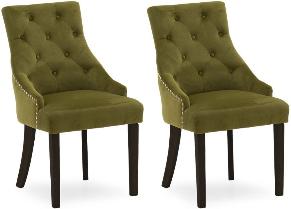 Vida Living Hobbs Green Moss Wenge Leg Velvet Dining Chair ...