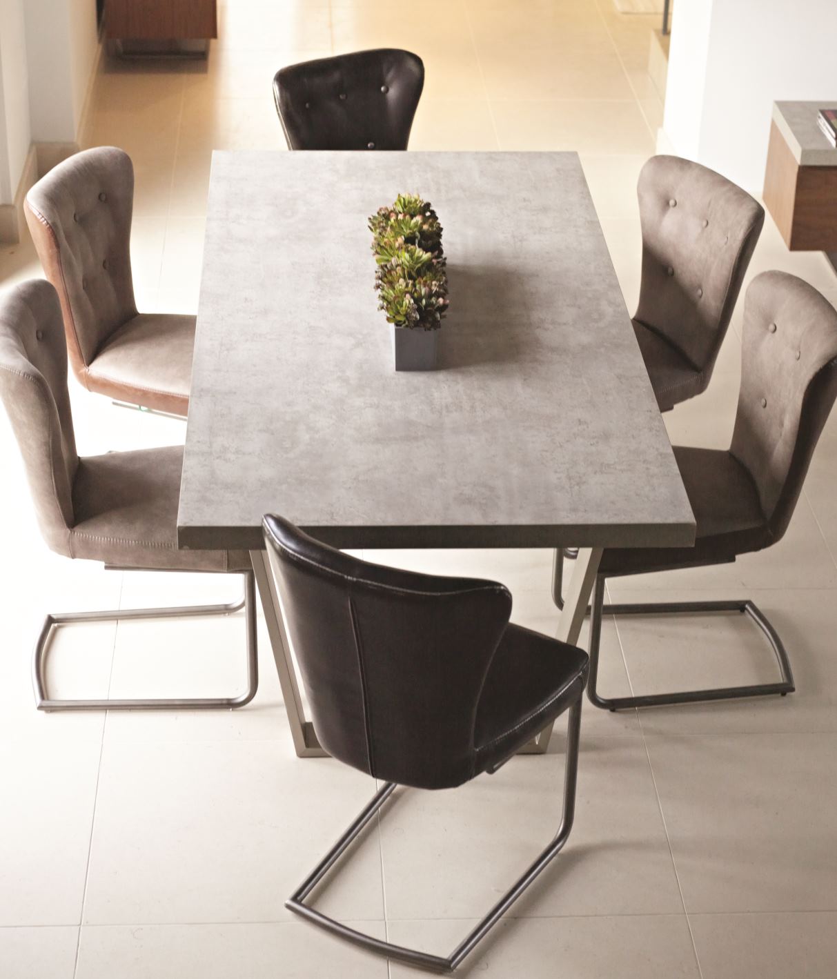 Pella Concrete Effect Extending Dining Table & 6 Chairs | George Street ...