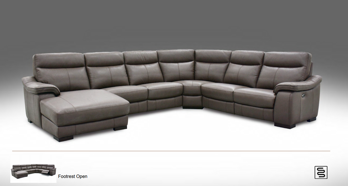 Roma Leather Large Corner Power, Extra Large Leather Sectional With Chaise