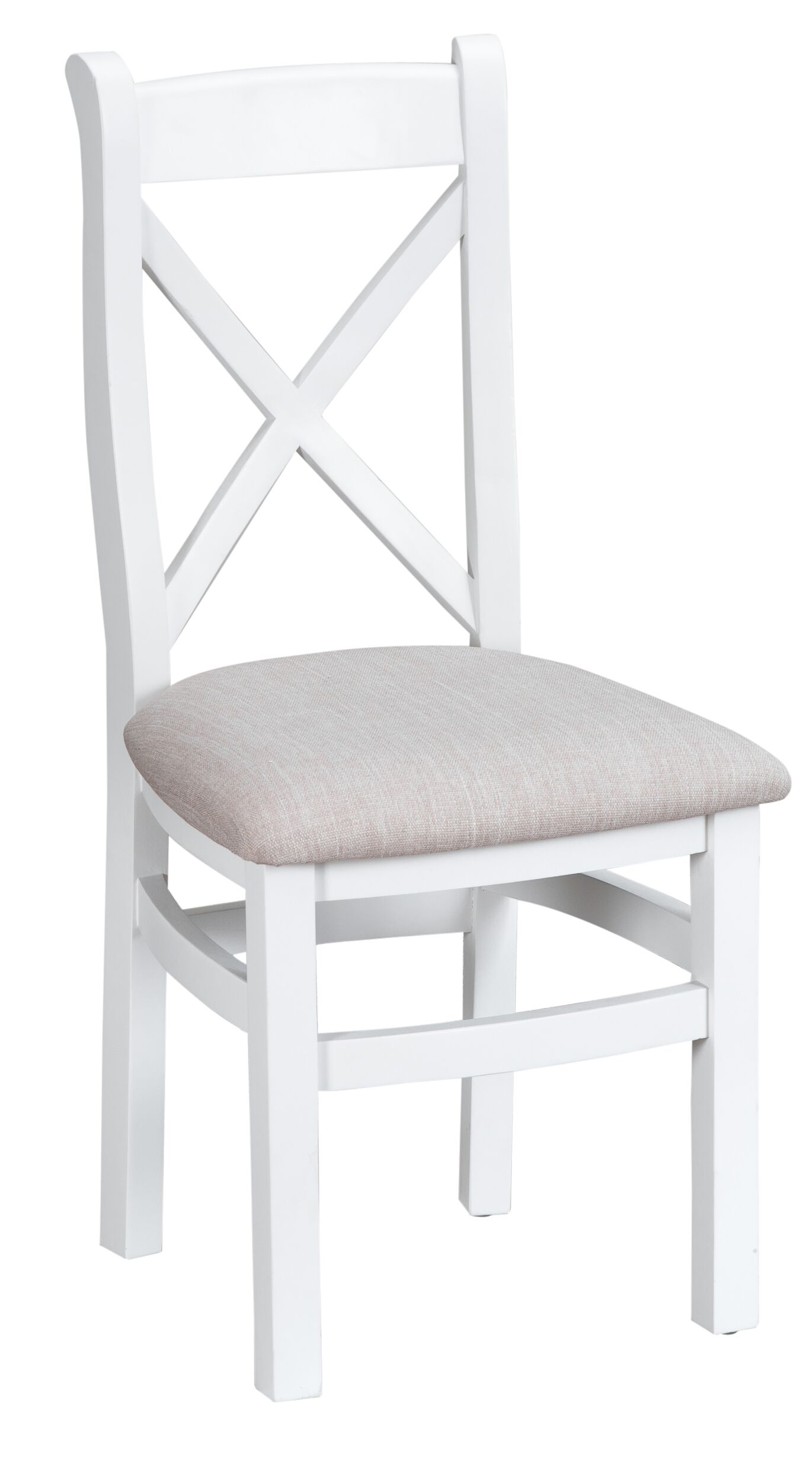 Coourne White Painted Cross Back, White Washed Oak Dining Chairs