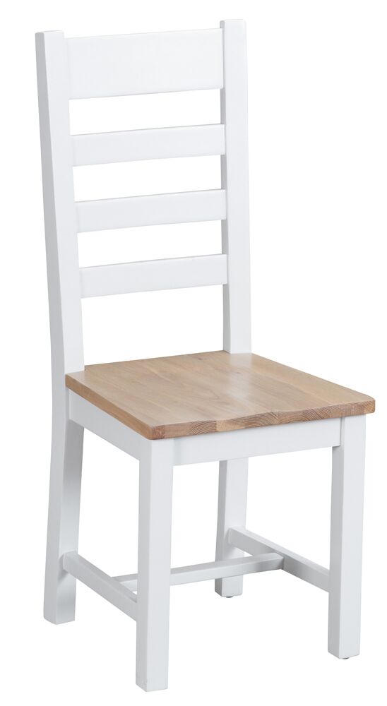 Coourne White Painted Ladder Back, Lime Washed Oak Dining Chairs