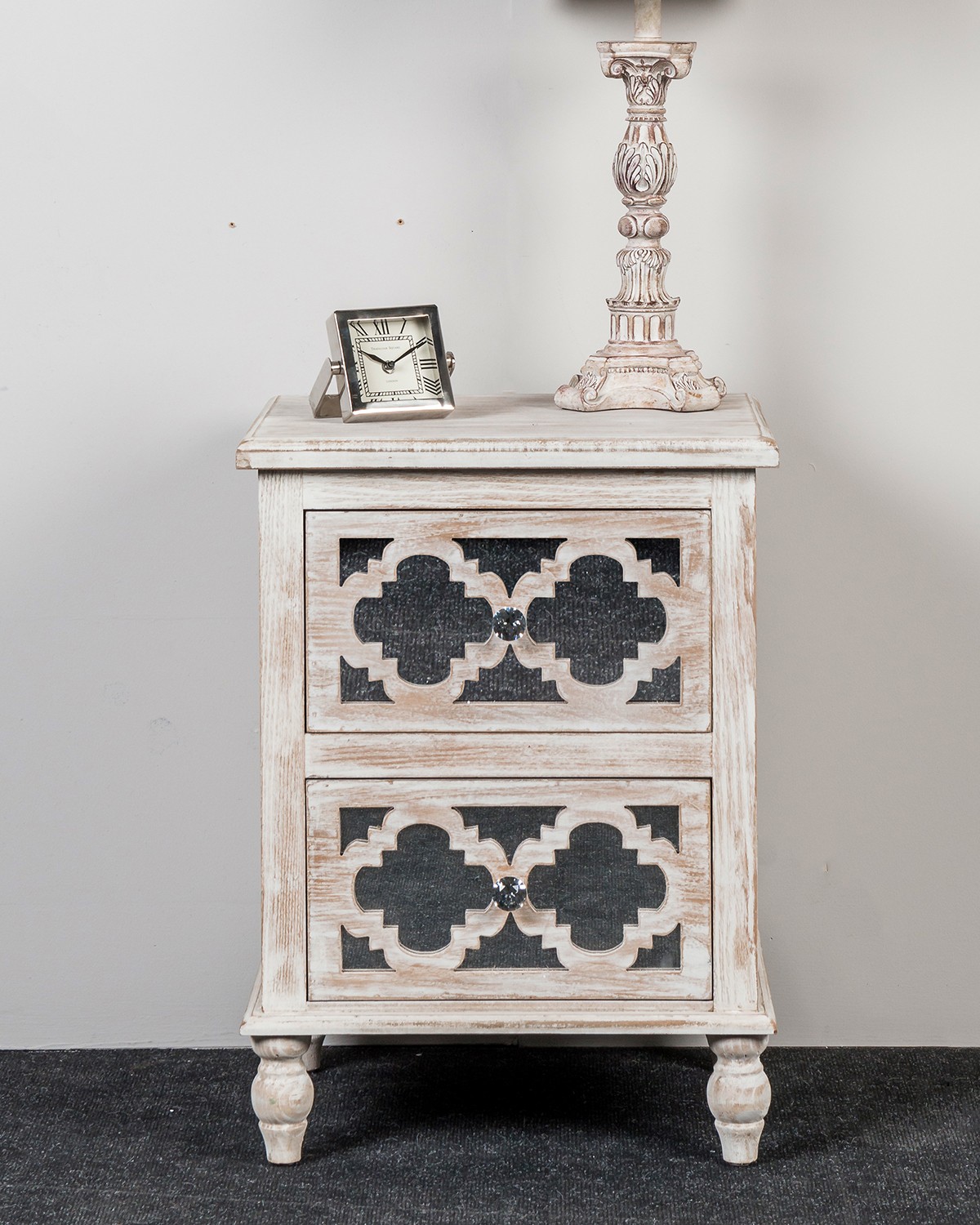 mirrored antique bedside tables