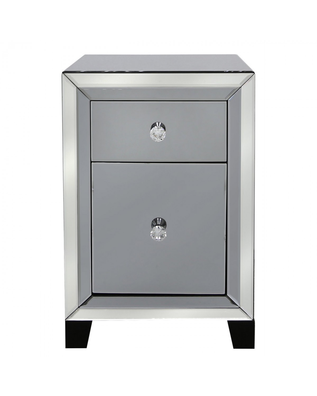 Orian Smoked Glass Mirrored 2 Drawer Bedside Cabinet George
