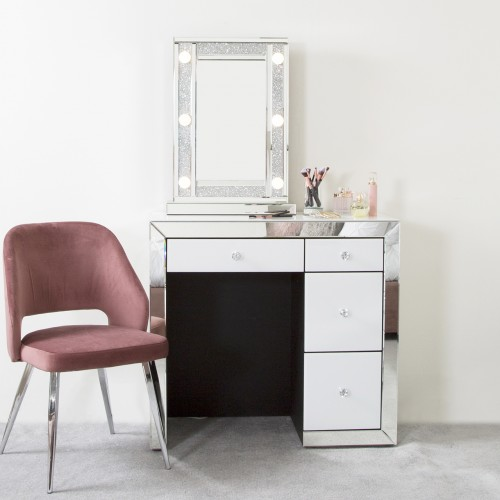 white mirrored dressing table