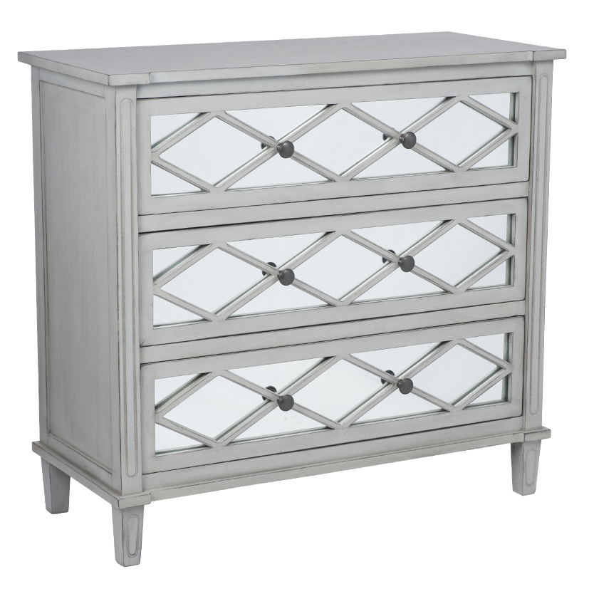 Grey mirror chest of drawers deals