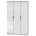 Camden High Gloss White 3 Door Plain Wardrobe