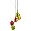 S5 VIBRANT ANODISED ALUMINIUM, 5 LIGHT MULTI-DROP PENDANT MULTI-COLOURED