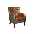 Harvard Leather Fabric Accent Chair