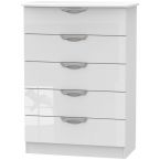 Camden High Gloss White 5 Drawer Chest