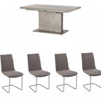 Pella Concrete Effect Extending Dining Table & 4 Chairs