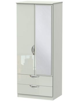 Camden High Gloss 2 Door 2 Drawer Mirror Wardrobe