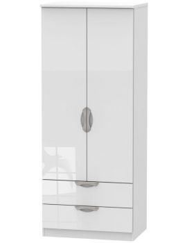 Camden High Gloss White 2 Door 2 Drawer Wardrobe