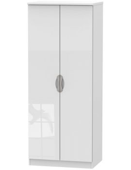 Camden High Gloss White 2 Door Plain Wardrobe