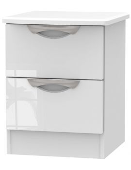 Camden High Gloss White 2 Drawer Bedside Cabinet