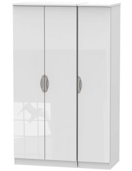 Camden High Gloss White 3 Door Plain Wardrobe